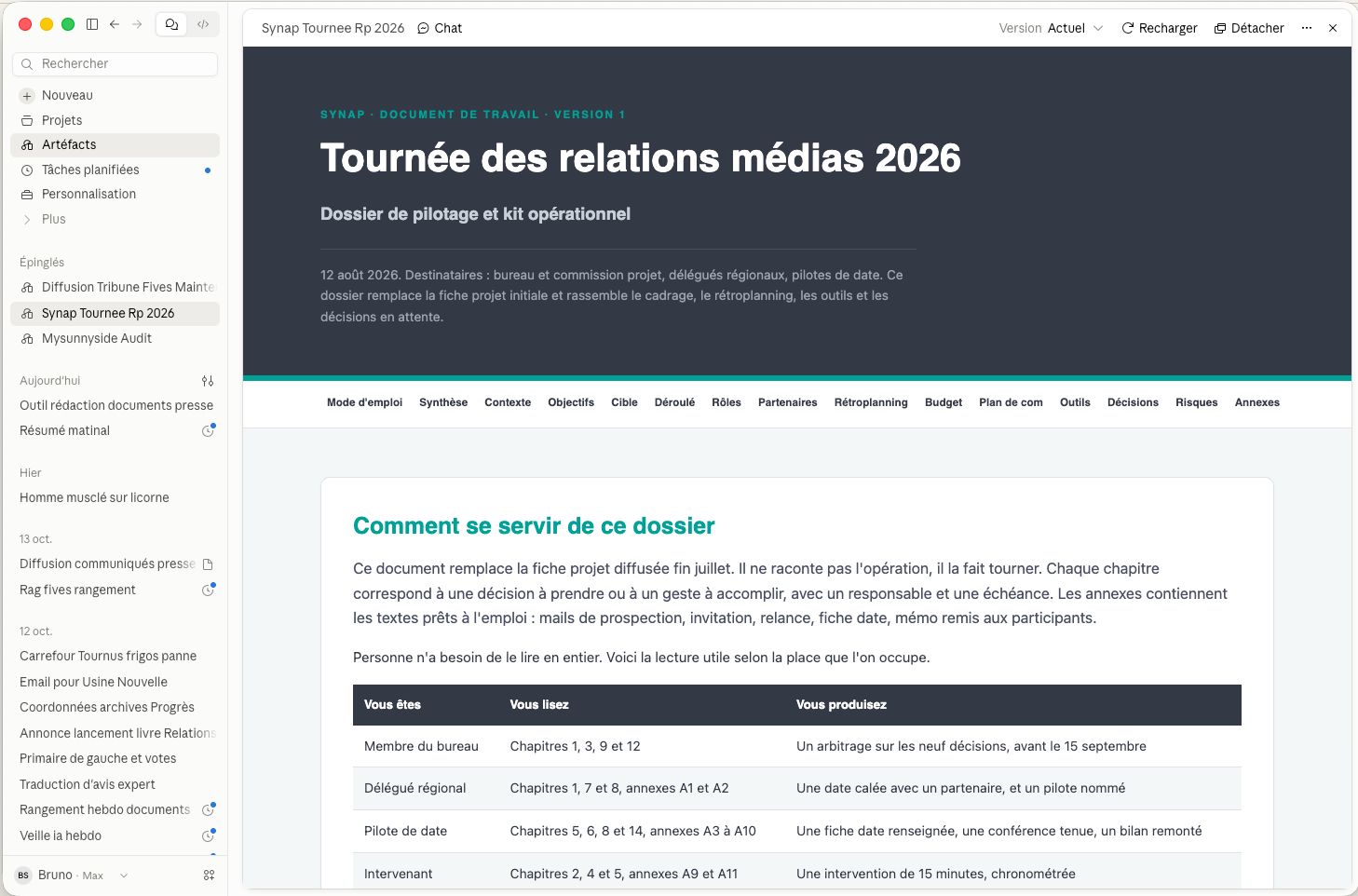 Claude — Travailler un artefact dans l’application de bureau